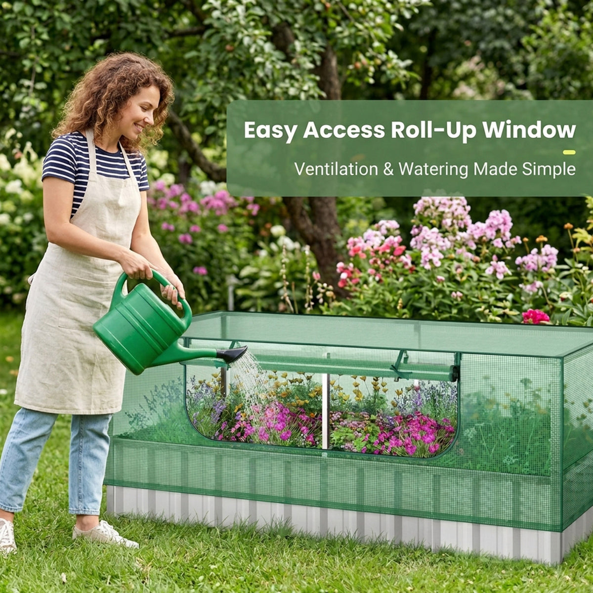 Galvanised Raised Garden Bed Mini Greenhouse Cover Herbs Vegetables Outdoor