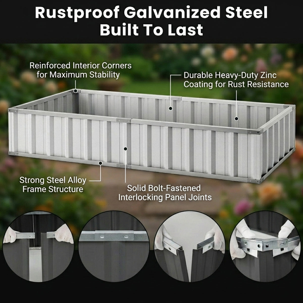 Galvanised Raised Garden Bed Mini Greenhouse Cover Herbs Vegetables Outdoor