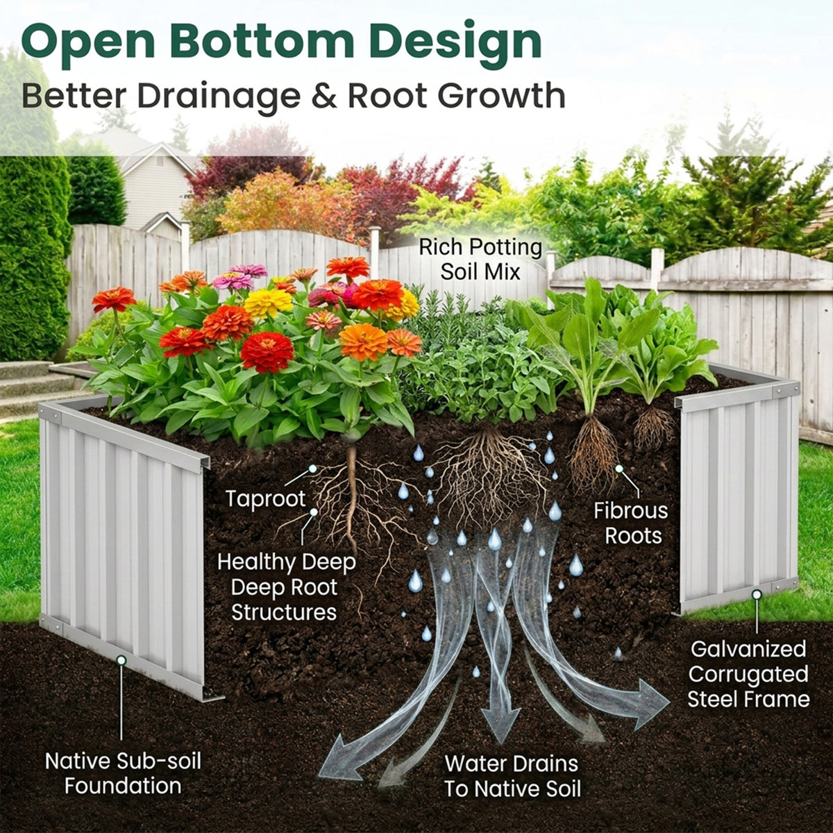Galvanised Raised Garden Bed Mini Greenhouse Cover Herbs Vegetables Outdoor