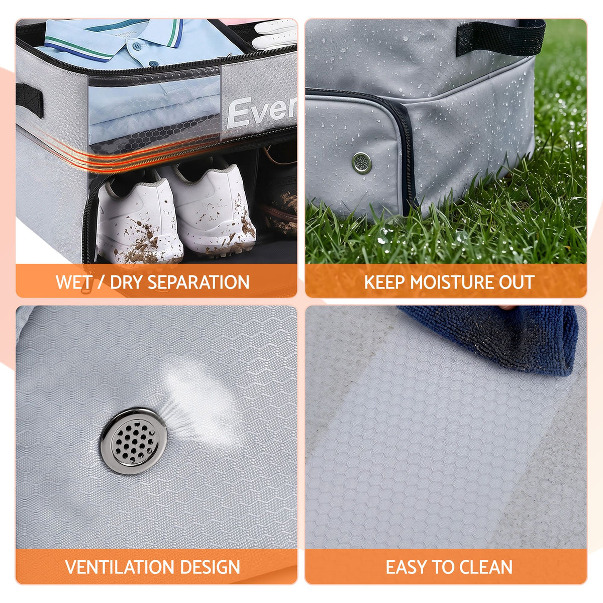 Everfit Golf Trunk Organizer 2-Tier Storage Bag with Ventilated Compartment Grey