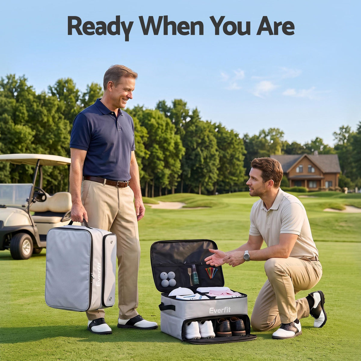 Everfit Golf Trunk Organizer 2-Tier Storage Bag with Ventilated Compartment Grey