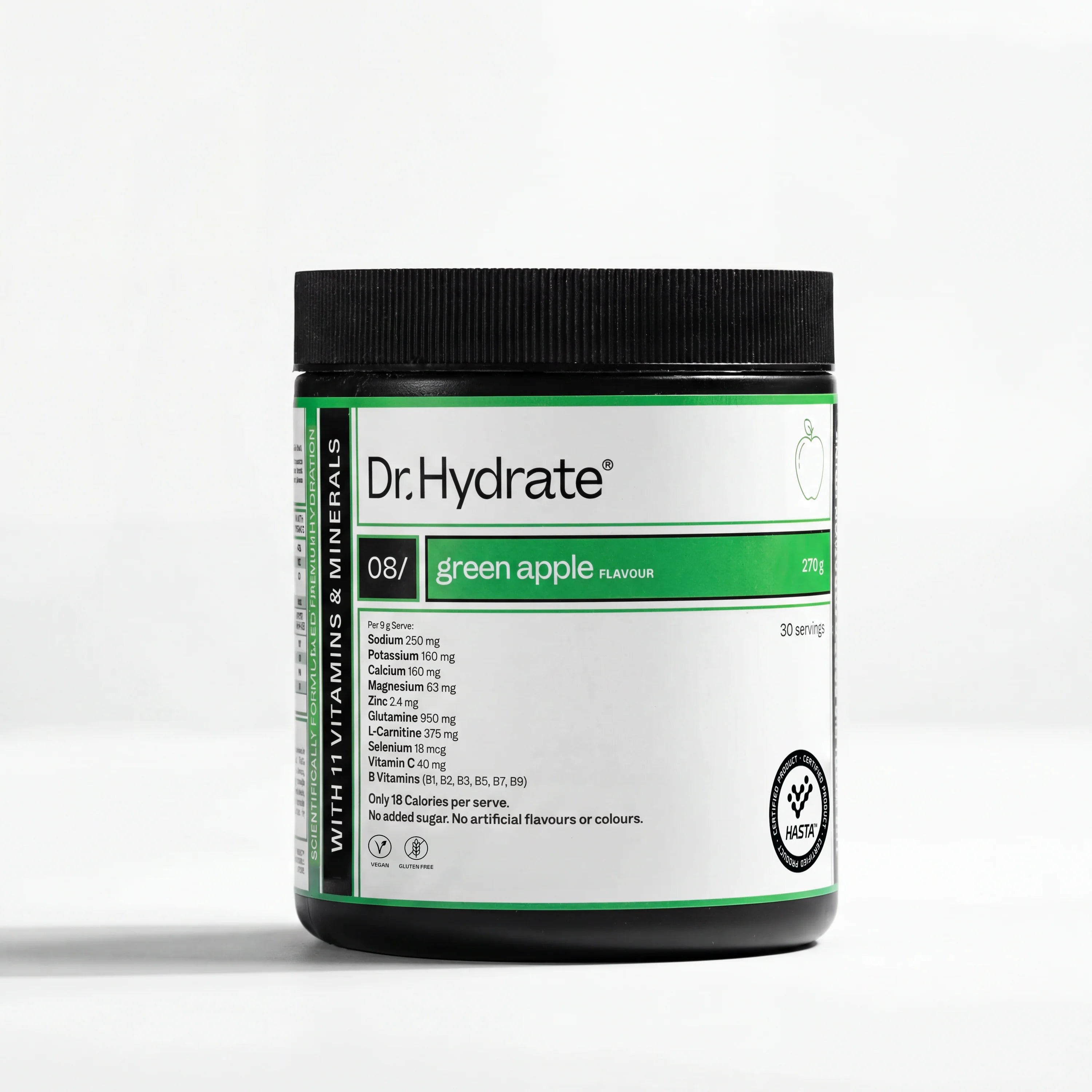 Dr. Hydrate All In One Hydration Drink Green Apple HASTA Certified 270g Jar