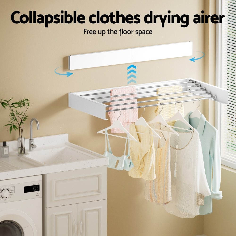 Artiss Clothes Rack Wall Mounted Airer Foldable White