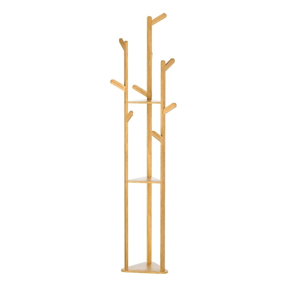 Artiss 2X Clothes Rack Airer Coat Stand 9 Hooks Bamboo