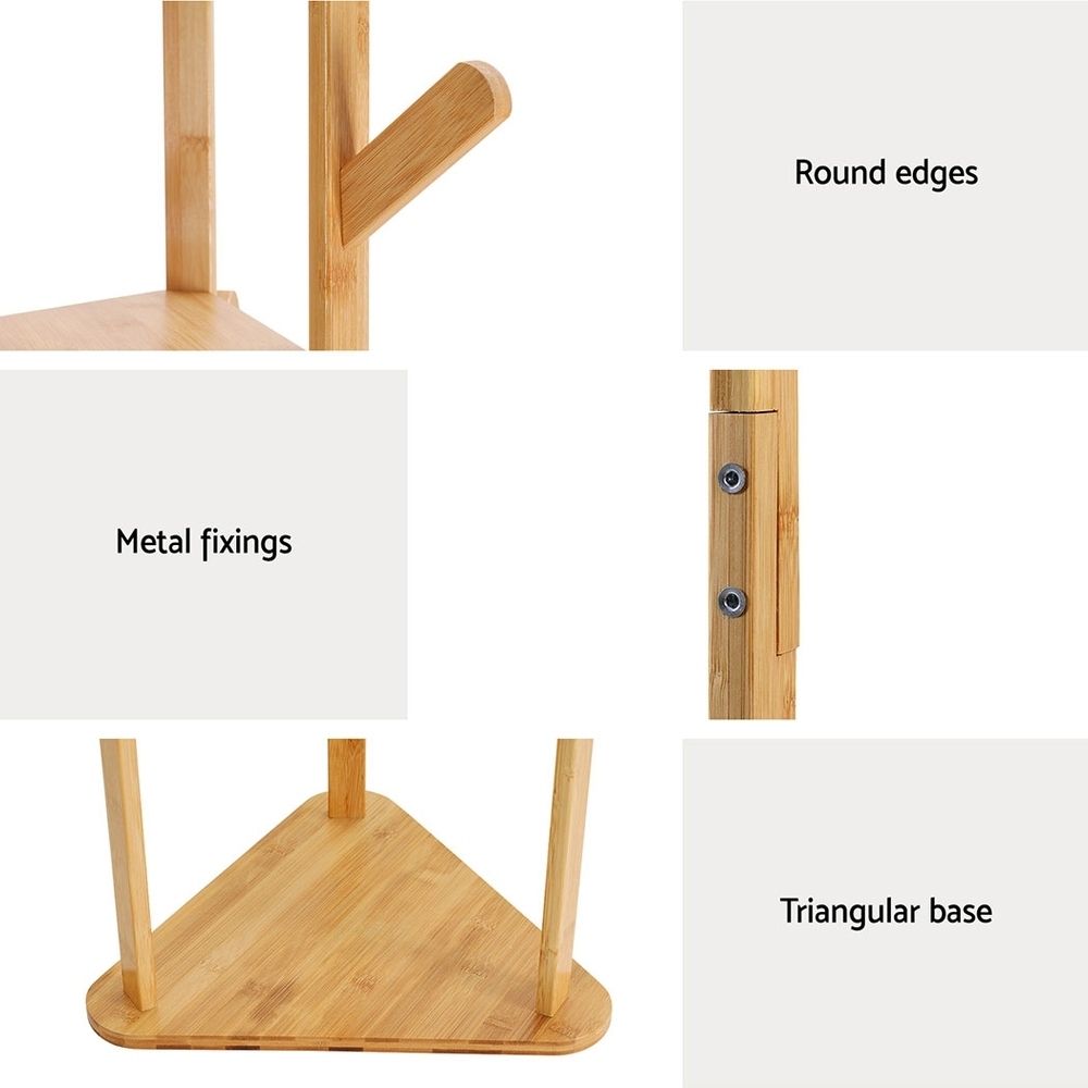 Artiss 2X Clothes Rack Airer Coat Stand 9 Hooks Bamboo