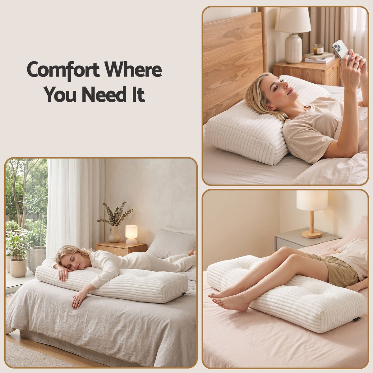 Giselle Wedge Pillow Headboard Non-Flattening Shredded Foam Double White