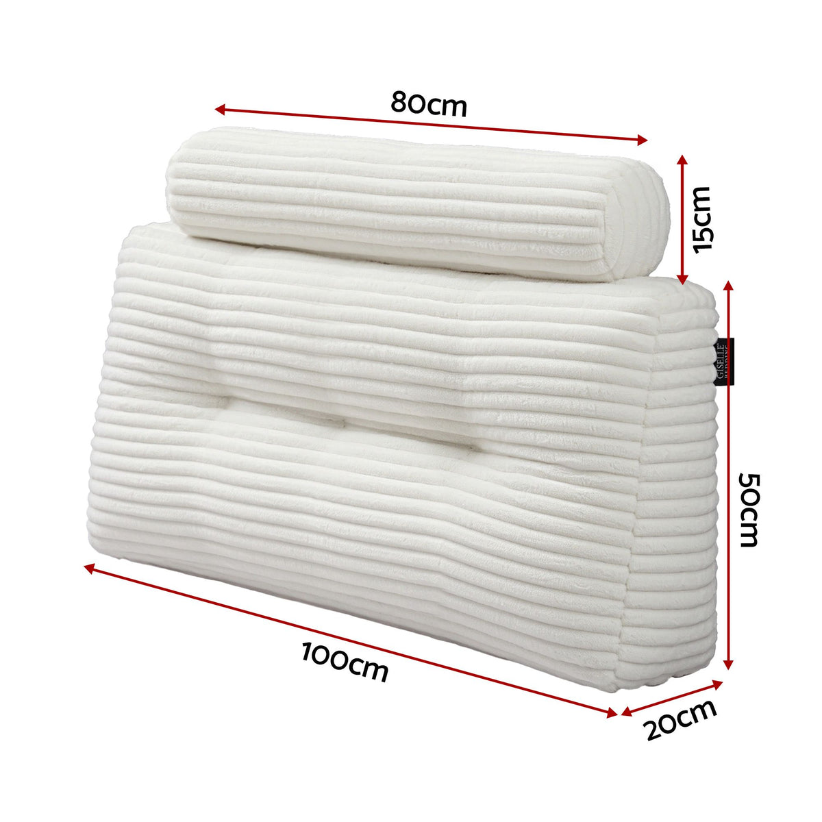 Giselle Wedge Pillow Headboard Non-Flattening Shredded Foam King Single White