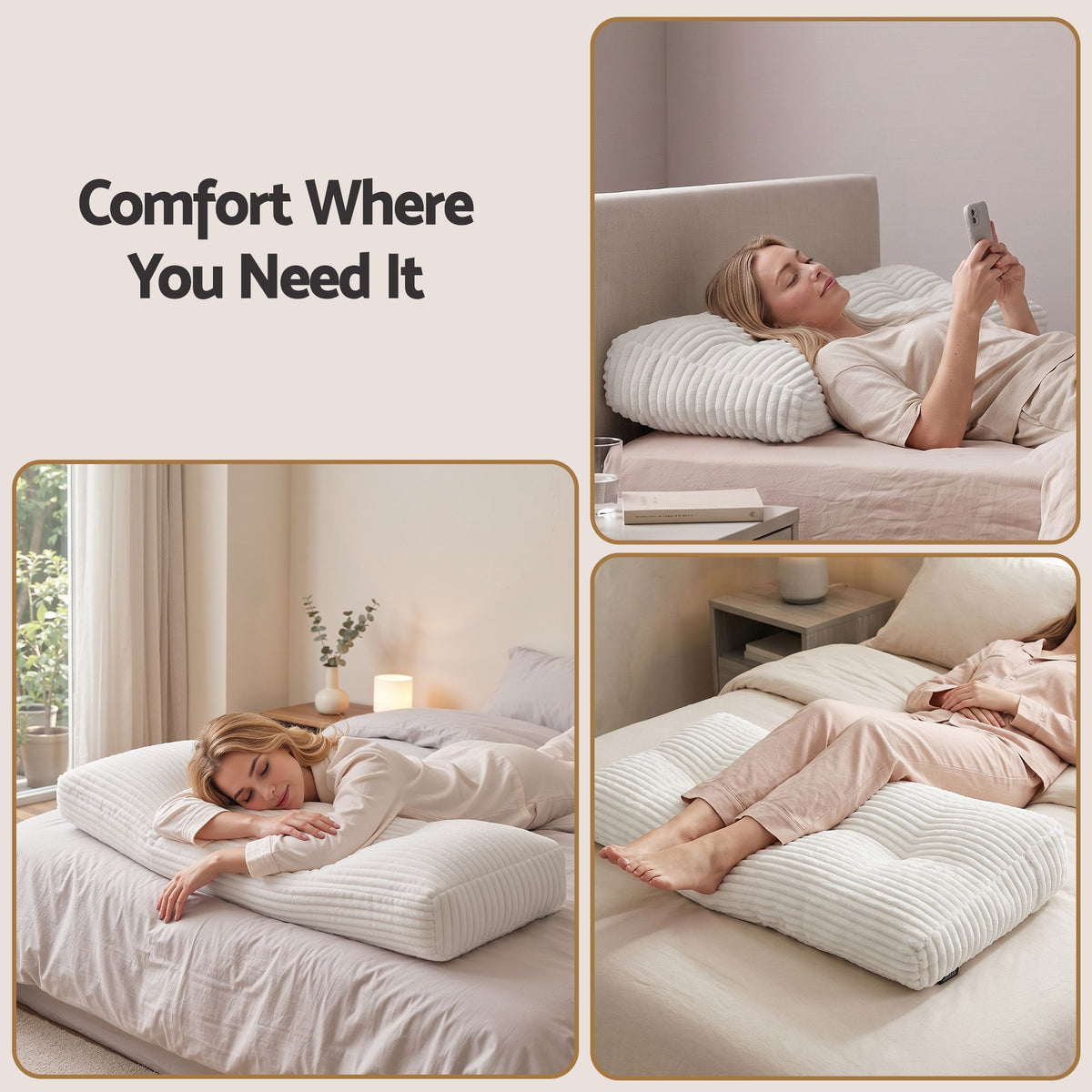Giselle Wedge Pillow Headboard Non-Flattening Shredded Foam King Single White
