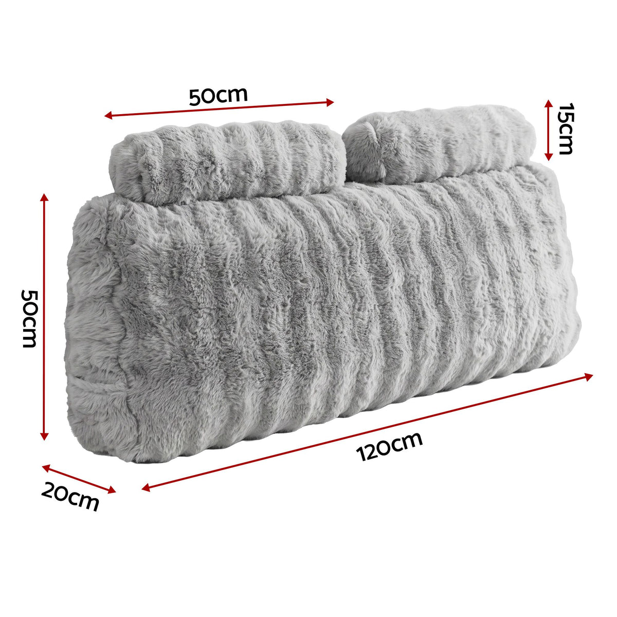 Giselle Wedge Pillow Headboard Zipper Cover Anti-Flat Foam Double Grey