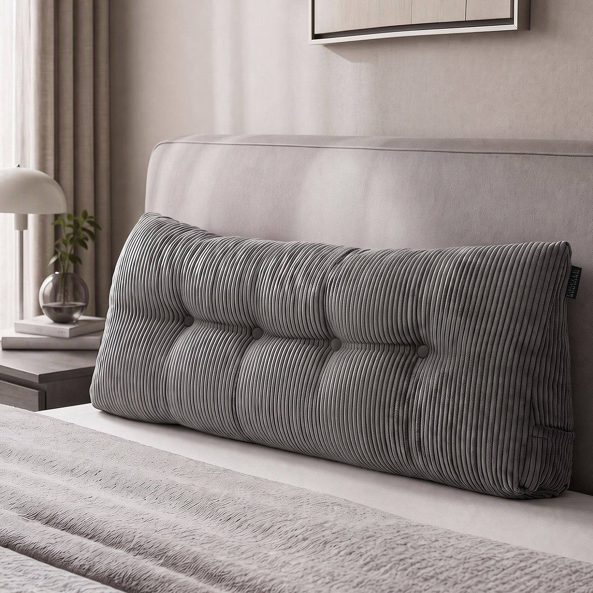 Giselle Headboard Pillow Reading Wedge Cushion Lumbar Support Double Grey