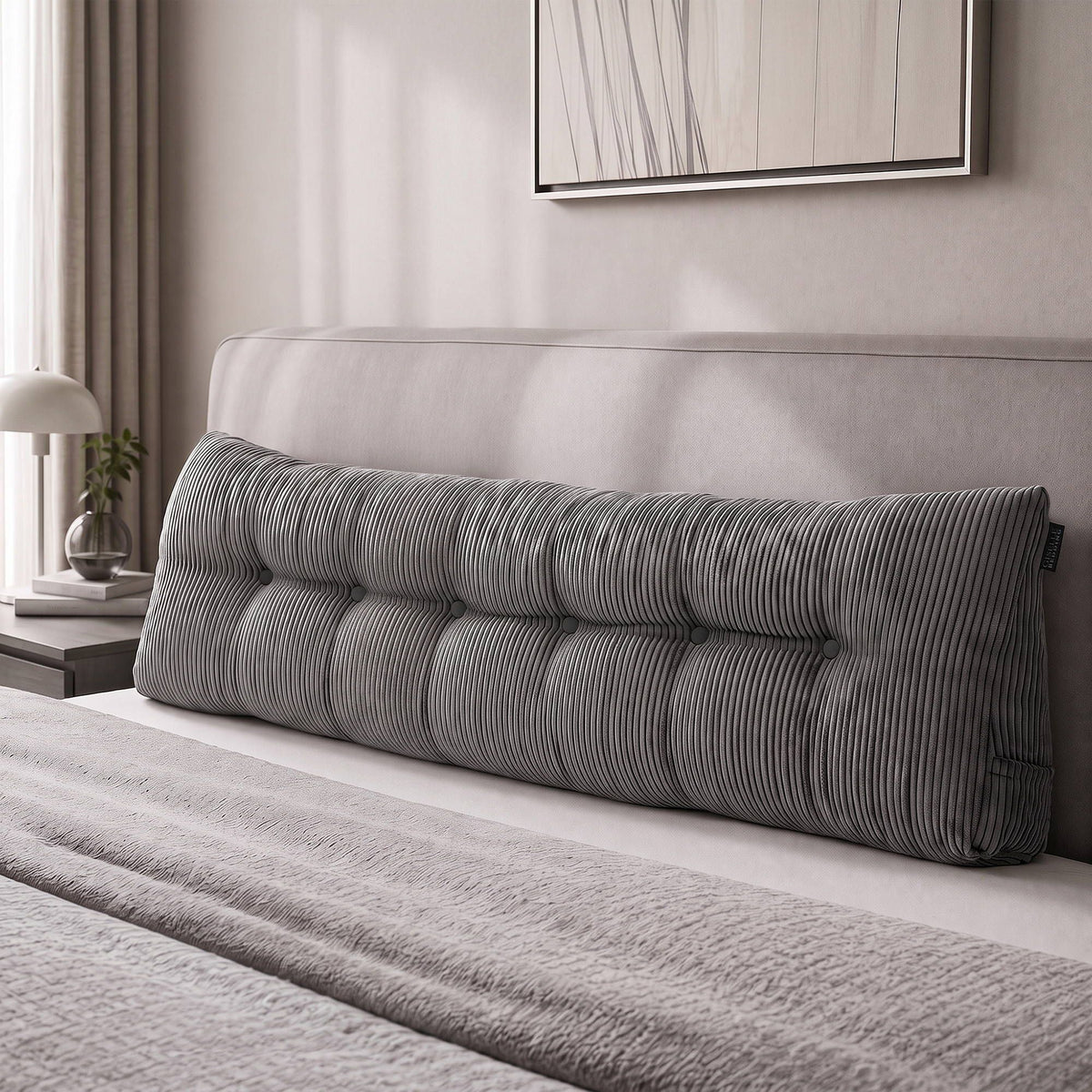 Giselle Headboard Pillow Reading Wedge Cushion Lumbar Support King Grey