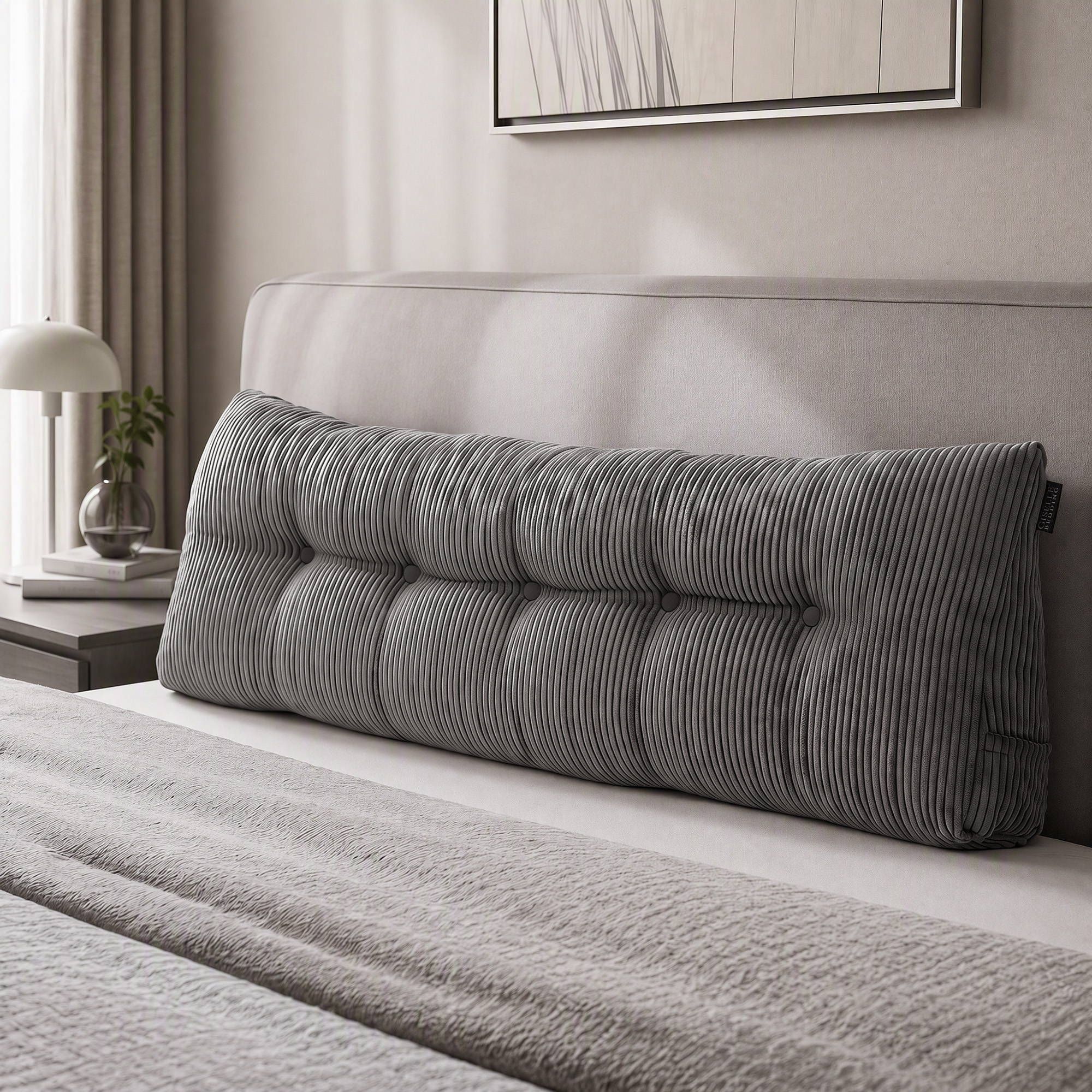 Giselle Headboard Pillow Reading Wedge Cushion Lumbar Support Queen Grey