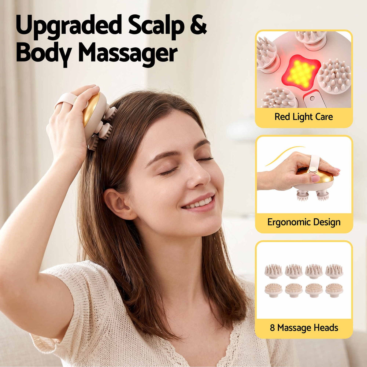 Livemor Rechargeable Scalp Massager Kneading Head Massager Scalp Stress Relax