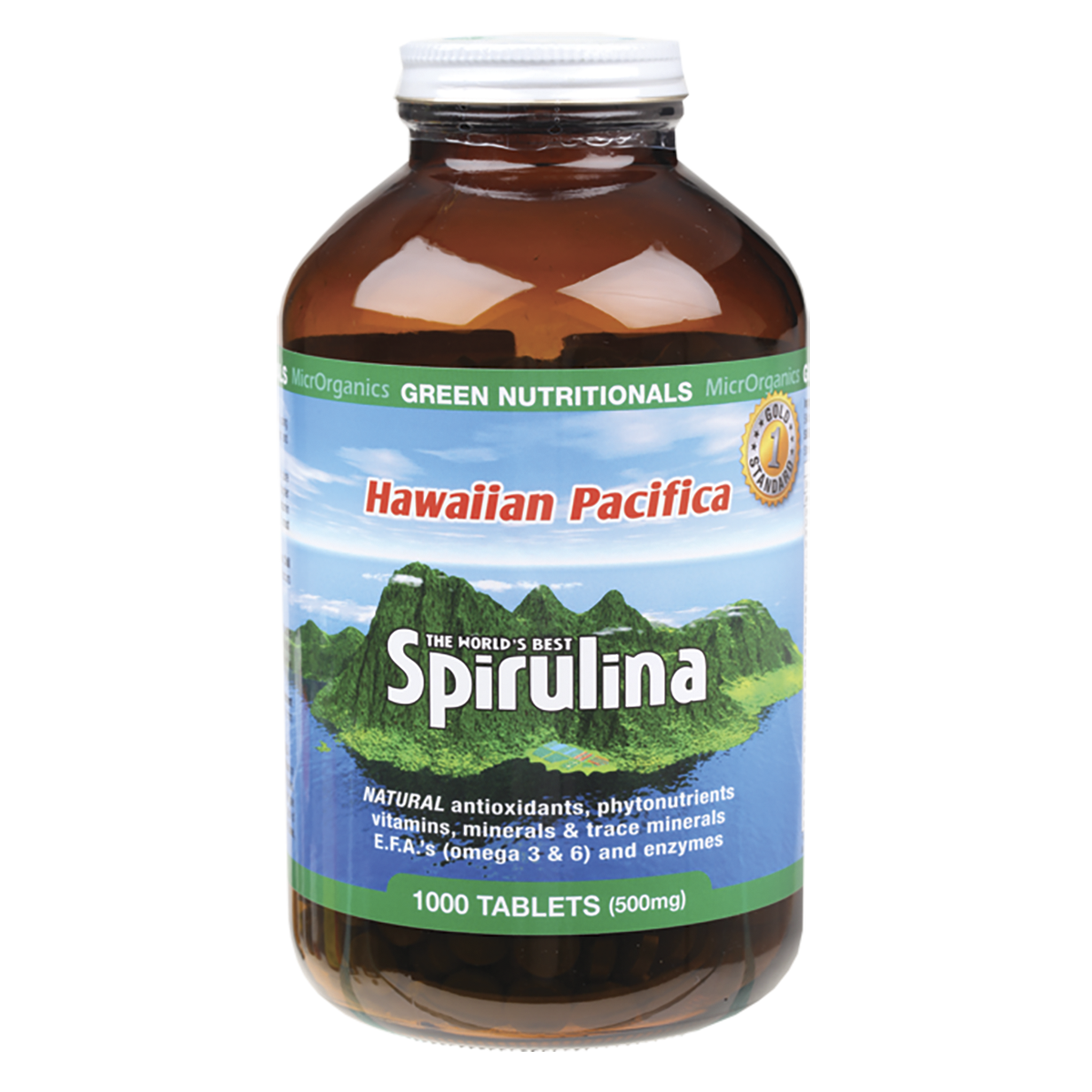 Green Nutritionals Hawaiian Pacifica Spirulina Tablets 500mg 1000 Tabs
