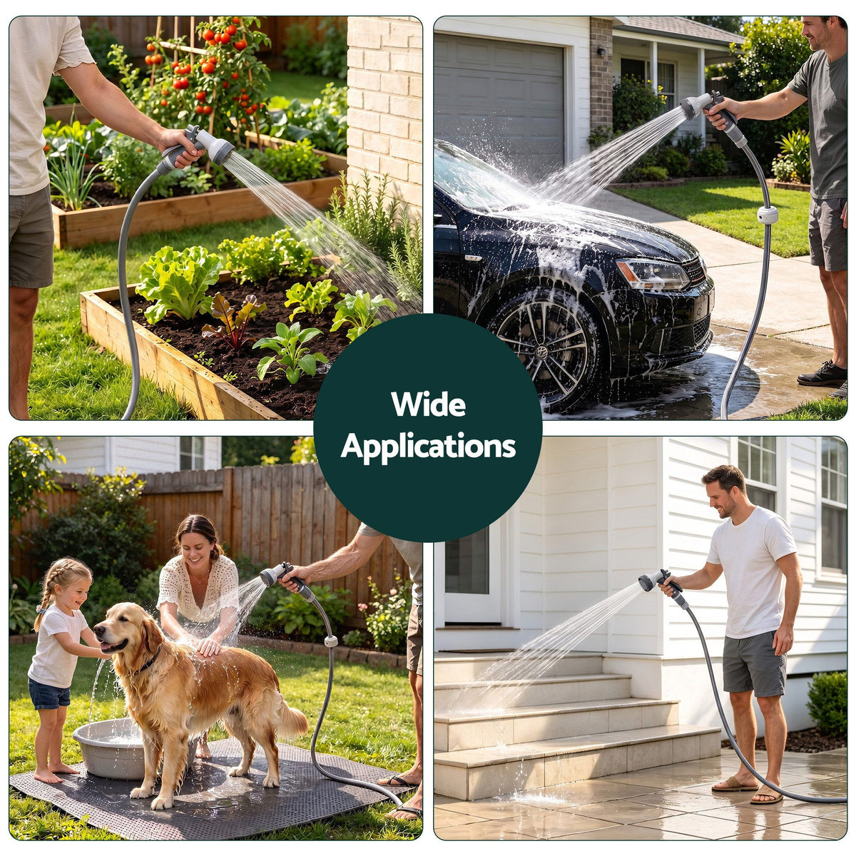 Green Fingers 20m Retractable Water Hose Reel Wall Mount 9-Pattern Nozzle