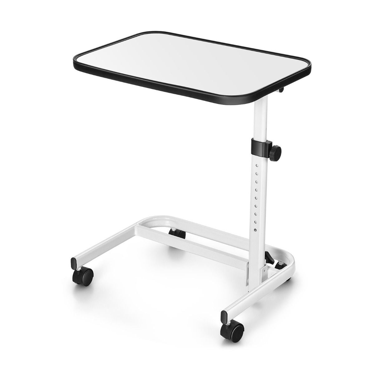 Portable Bedside Table 9 Level Adjustable Height Nightstand Storage White