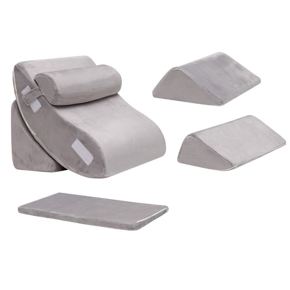 6pc Orthopedic Wedge Pillow Set Memory Foam Velvet Cover Pregnancy Support