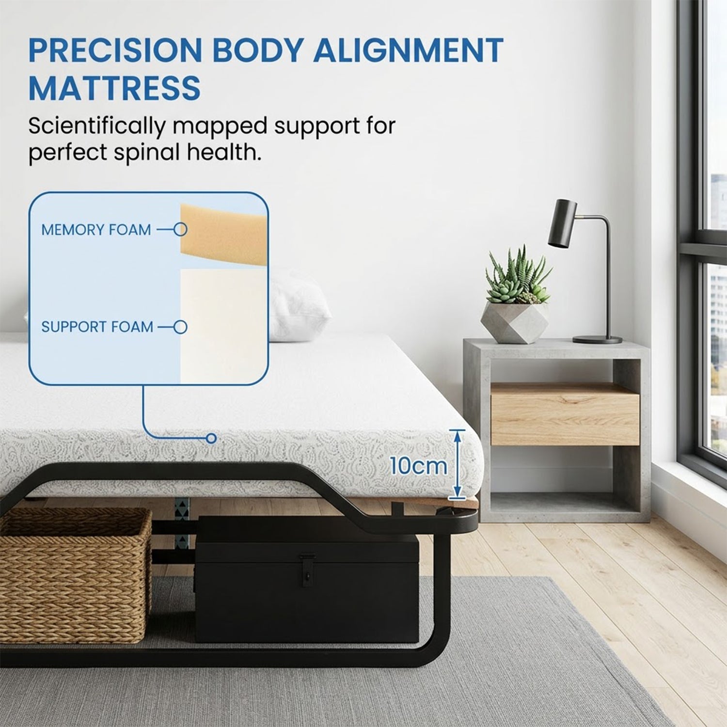 Folding Guest Bed with Memory Foam Mattress Rollaway Portable Bed Frame