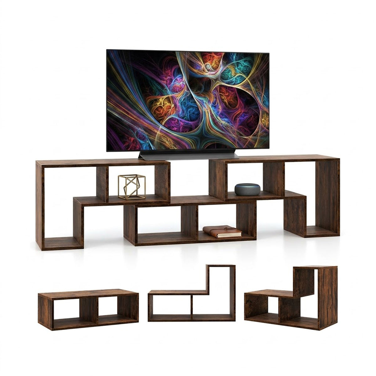 3 Pcs Convertible TV Stand Entertainment Unit for TVs up to 65" White