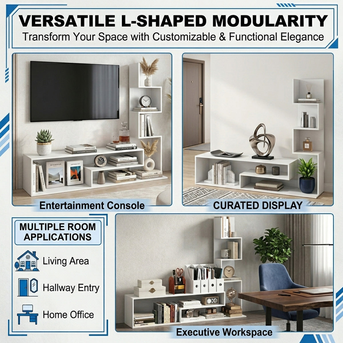 Cube TV Stand for TVs up to 50 Inch L Shaped Storage Shelves Open Furniture