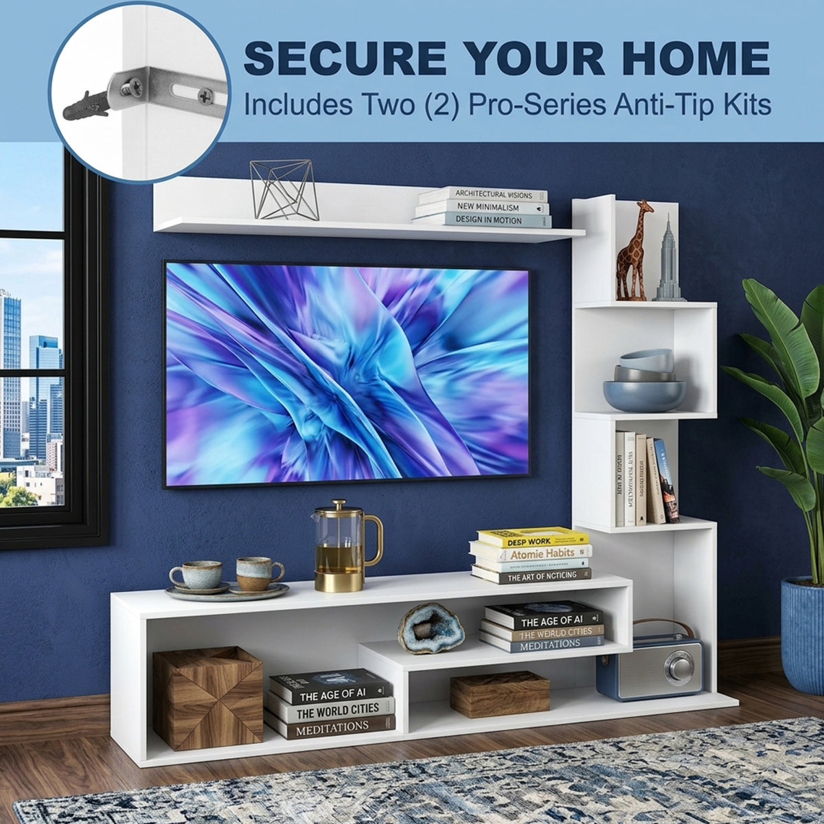 Cube TV Stand for TVs up to 50 Inch L Shaped Storage Shelves Open Furniture