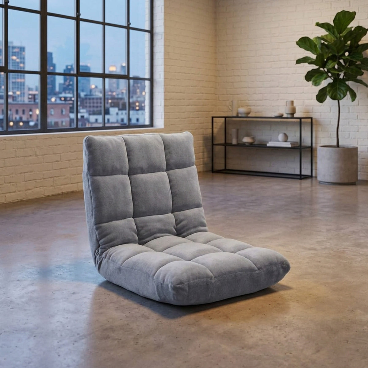Adjustable 14 Position Folding Floor Chair Recliner Soft Flannel Cover