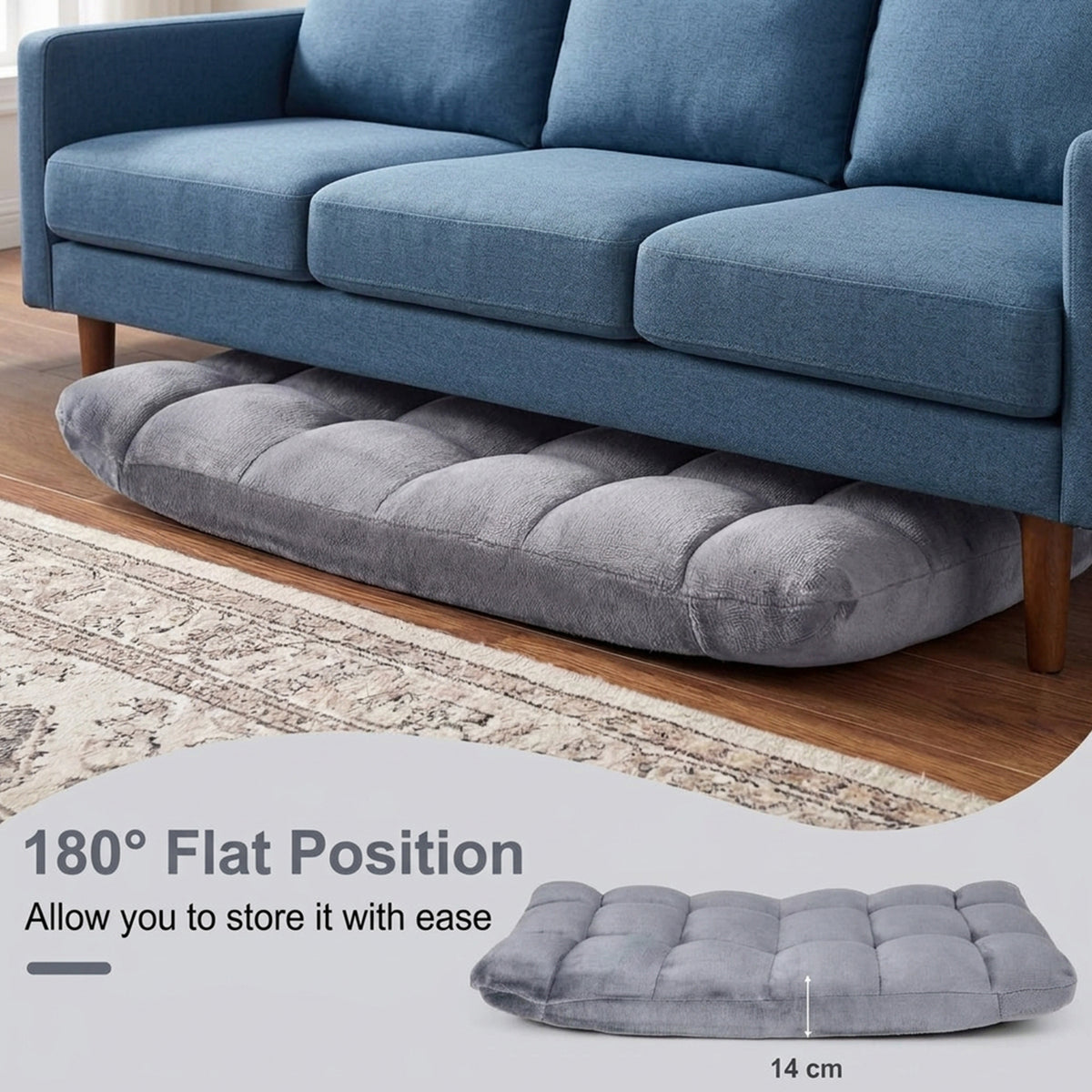 Adjustable 14 Position Folding Floor Chair Recliner Soft Flannel Cover