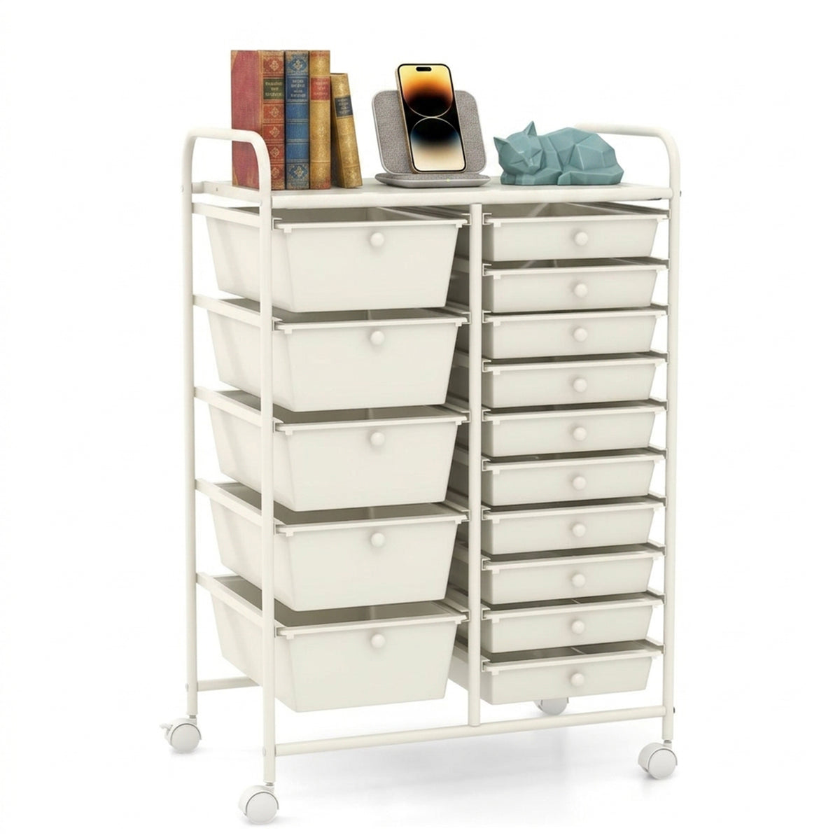 15 Drawer Rolling Storage Cart with Wheels Home Office Organiser