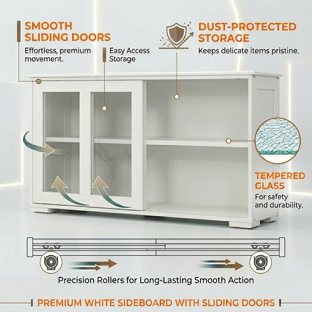 Kitchen Storage Sideboard with Adjustable Shelf Cabinet Cupboard Furniture