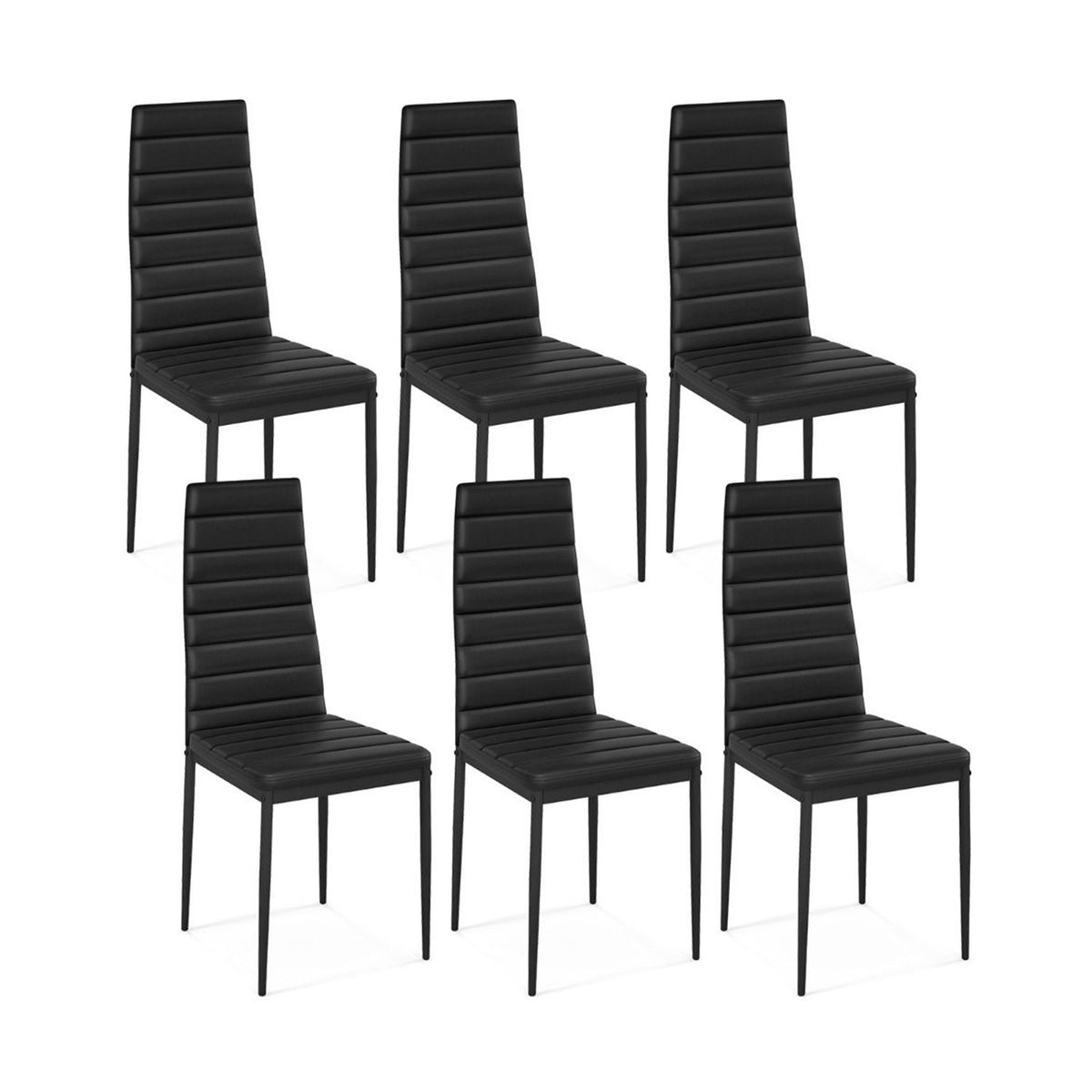 Set of 6 Dining Chairs Steel Frame PVC Leather Kitchen Furniture Seat