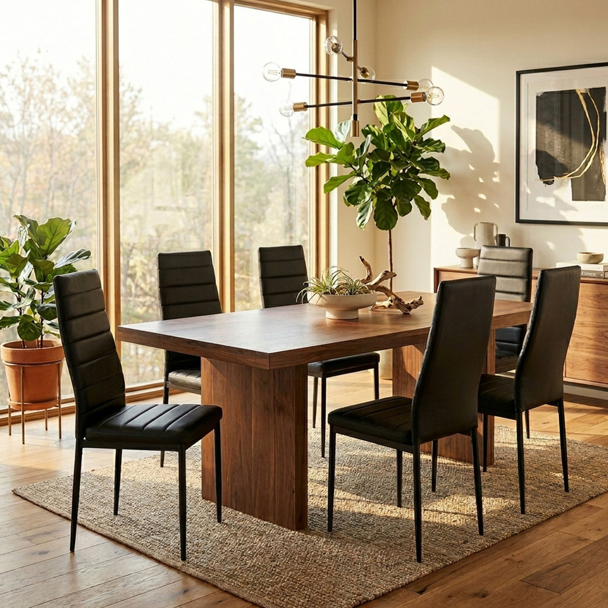 Set of 6 Dining Chairs Steel Frame PVC Leather Kitchen Furniture Seat