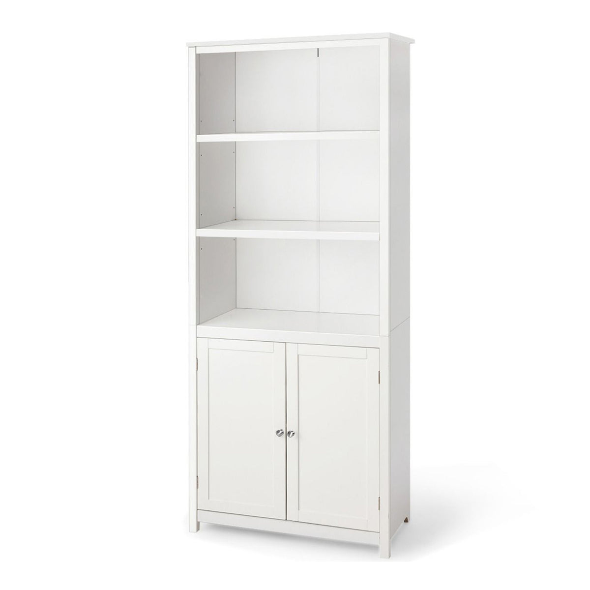 3 Shelf Bookcase Double Doors Adjustable Shelves Cabinet Storage Furniture'