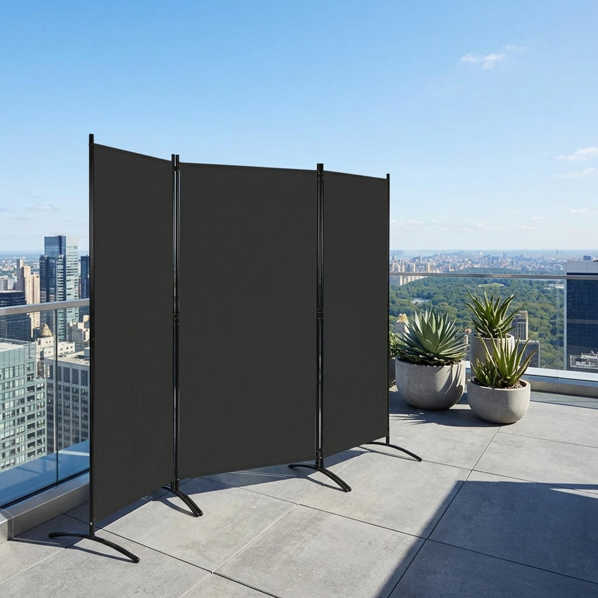 3 Panel Folding Room Divider Durable Hinges Steel Base Privacy Screen