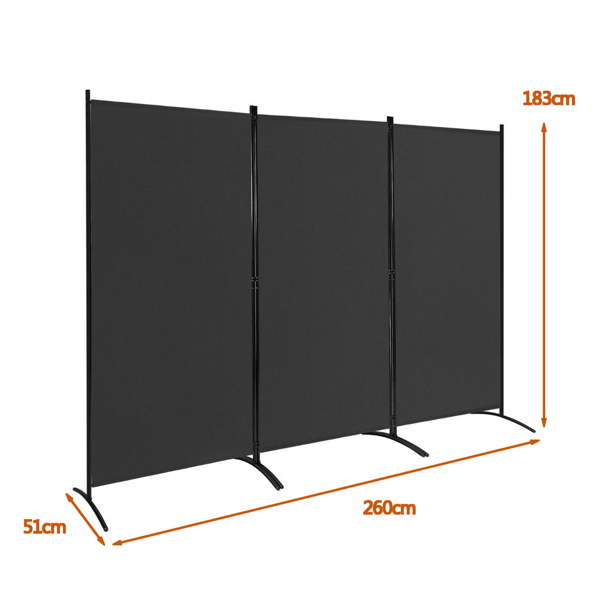 3 Panel Folding Room Divider Durable Hinges Steel Base Privacy Screen