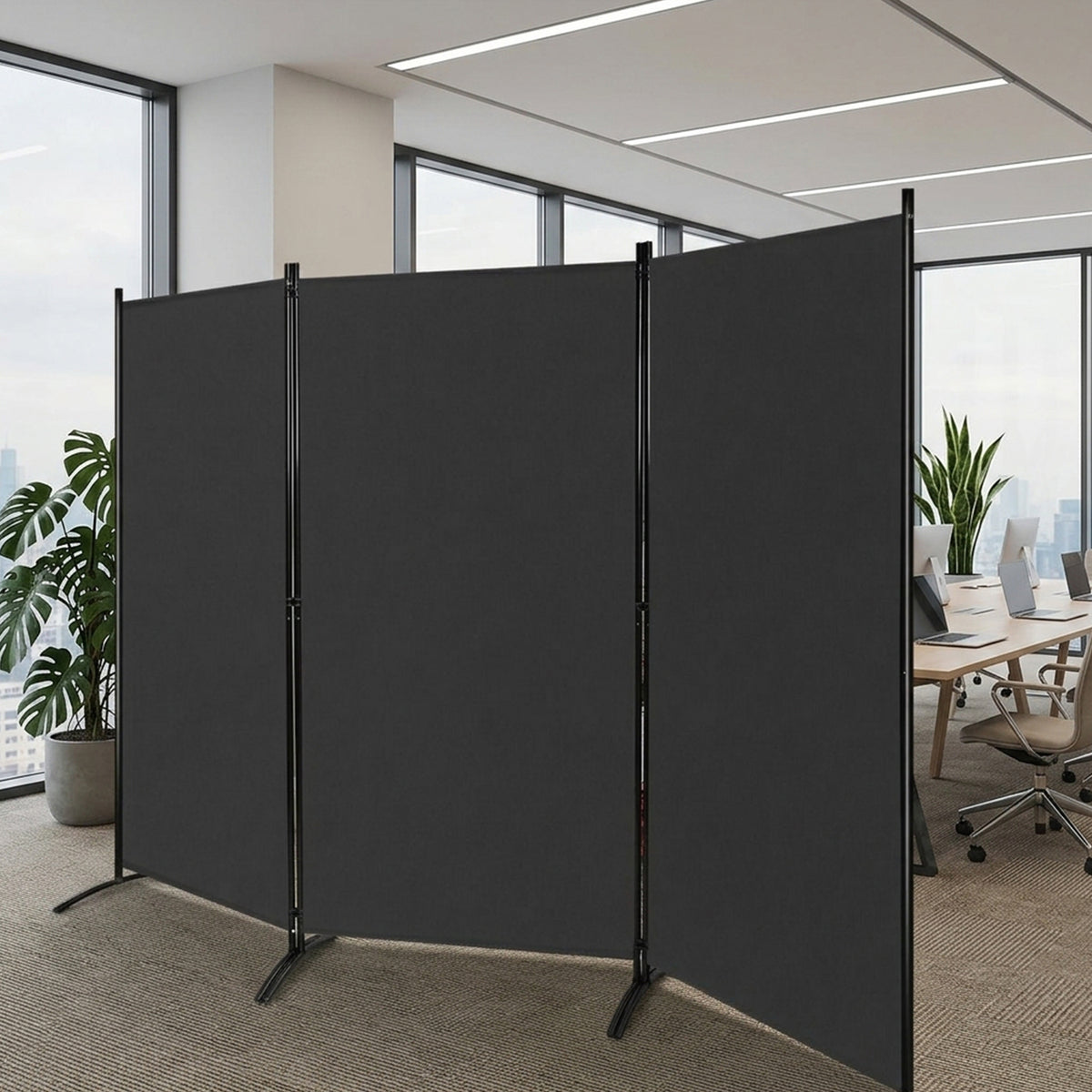 3 Panel Folding Room Divider Durable Hinges Steel Base Privacy Screen