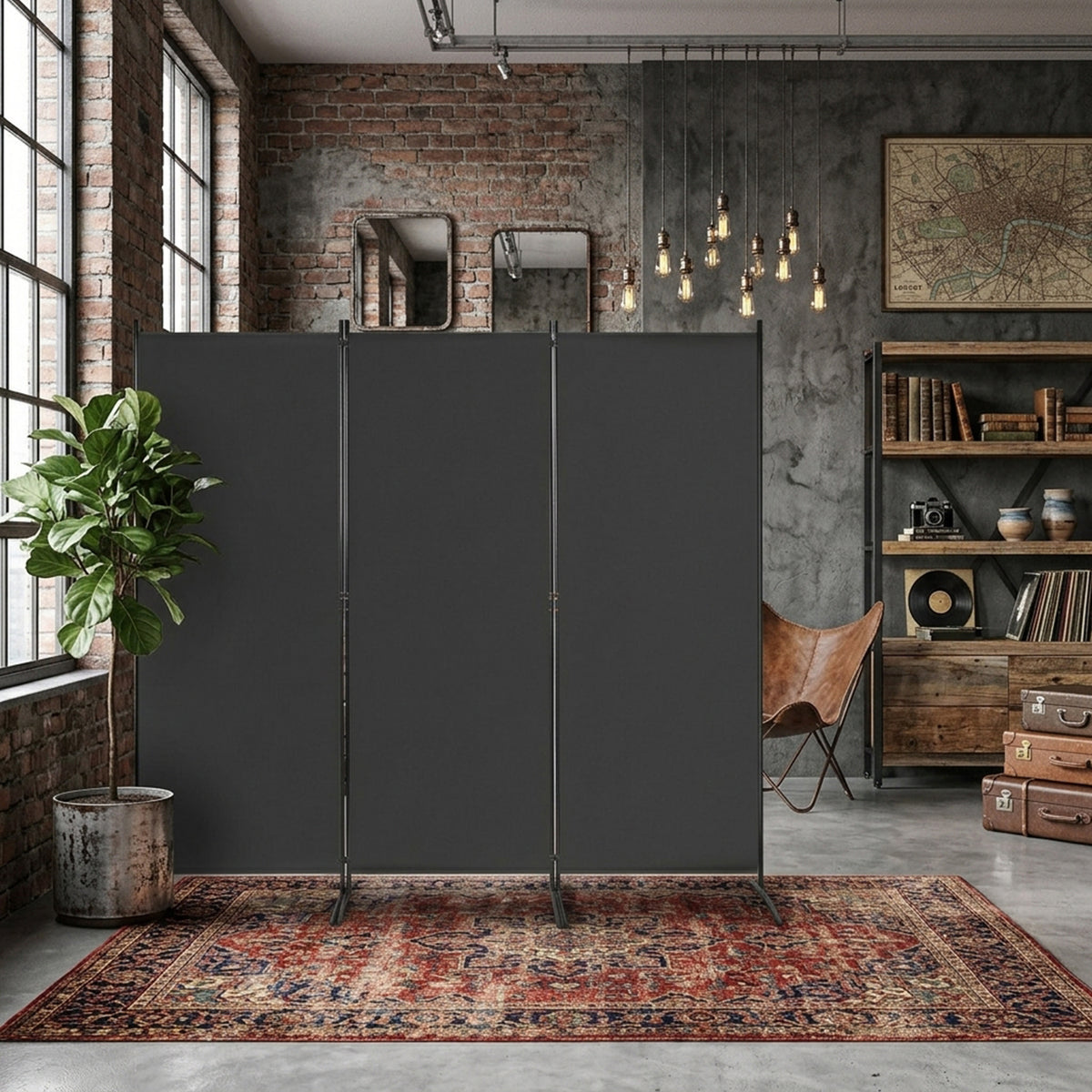3 Panel Folding Room Divider Durable Hinges Steel Base Privacy Screen