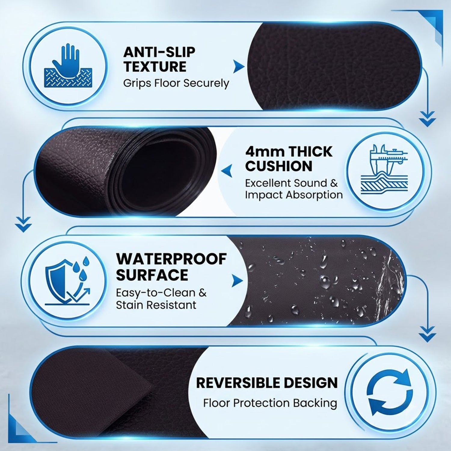 Treadmill Mat Exercise Equipment Mat PVC Floor Protector Noise Reduction Gym