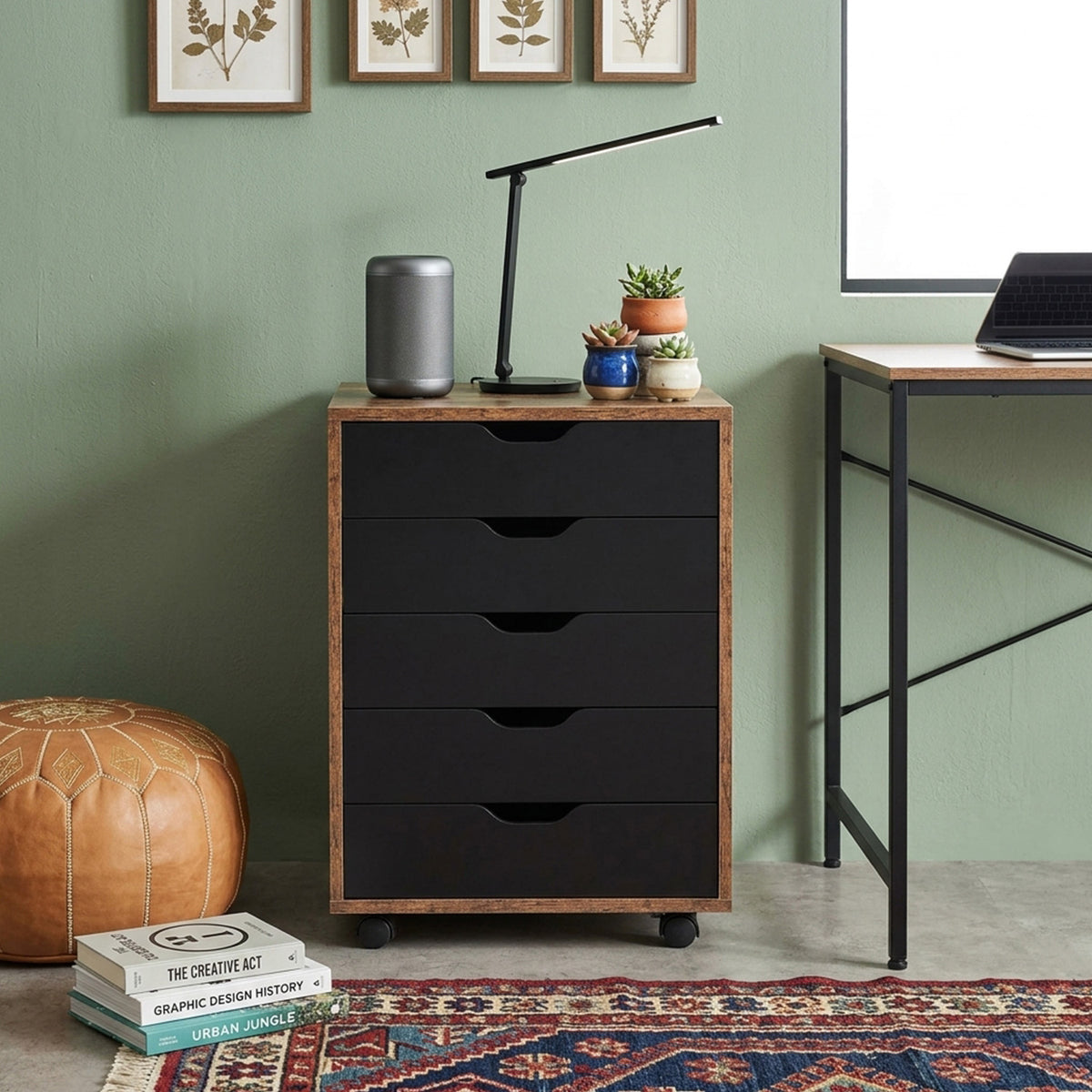 Versatile Storage Cabinet with Wheels Home Office Furniture Organiser Coffee