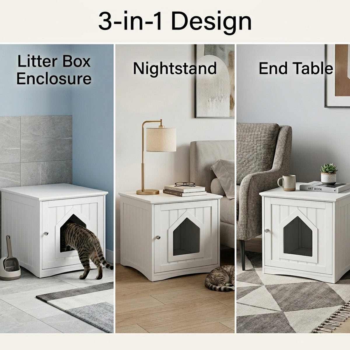 Cat Hidden Litter Enclosure Box Furniture Storage Cabinet Pet Home