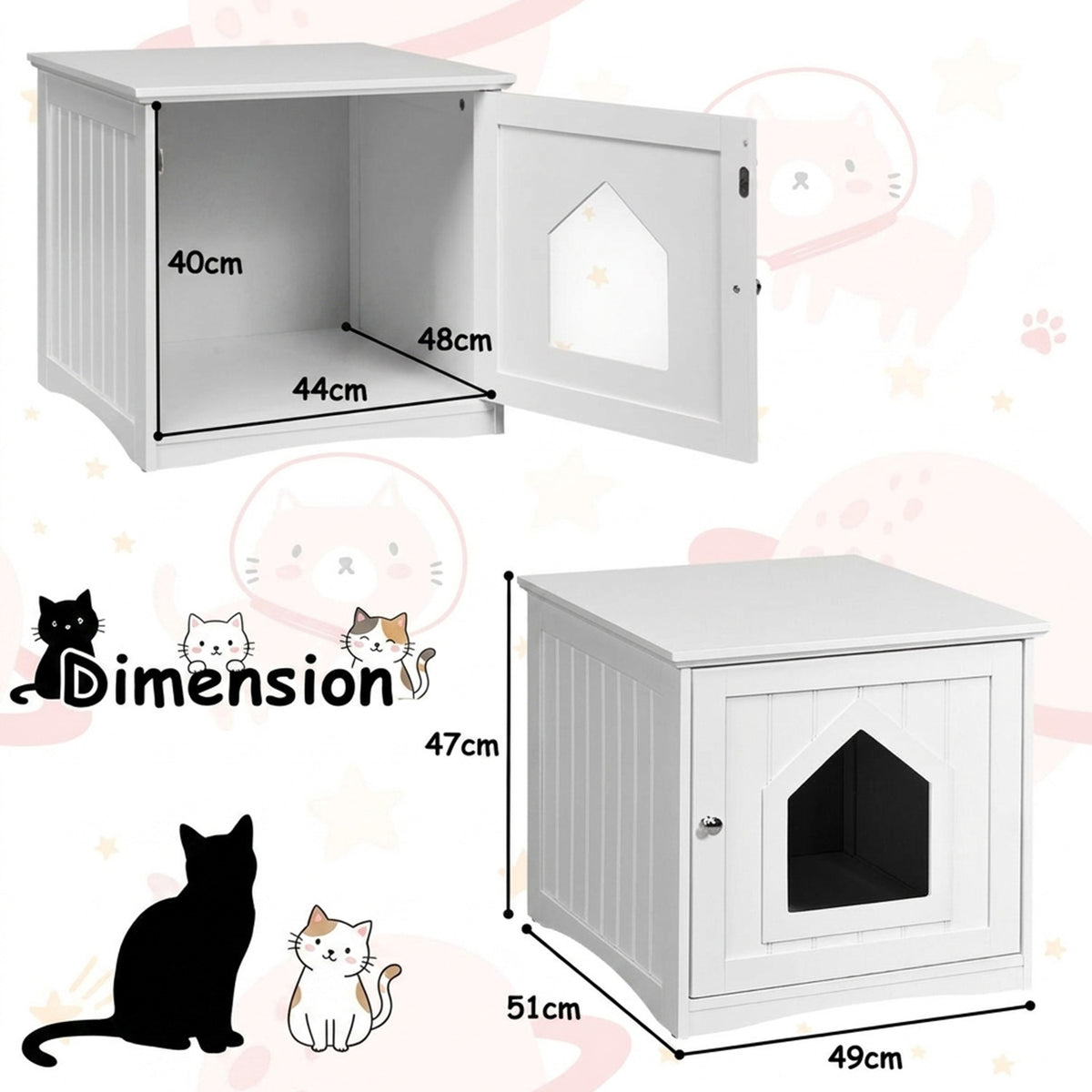 Cat Hidden Litter Enclosure Box Furniture Storage Cabinet Pet Home