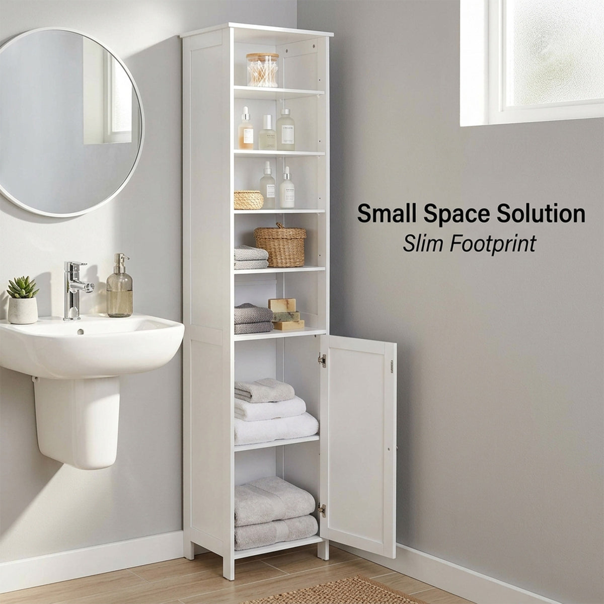 Bathroom Storage Cabinet 5 Open Shelves Furniture Organiser Home