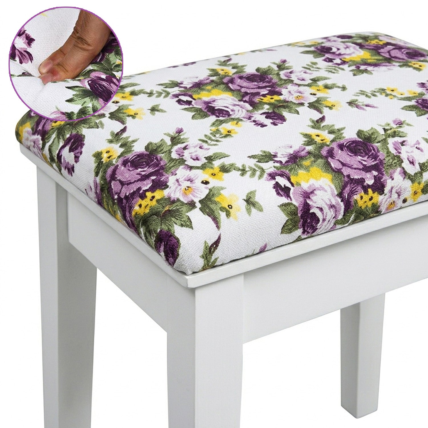 Dressing Table Stool Set Flip Top Mirror Storage Drawer Bedroom Vanity