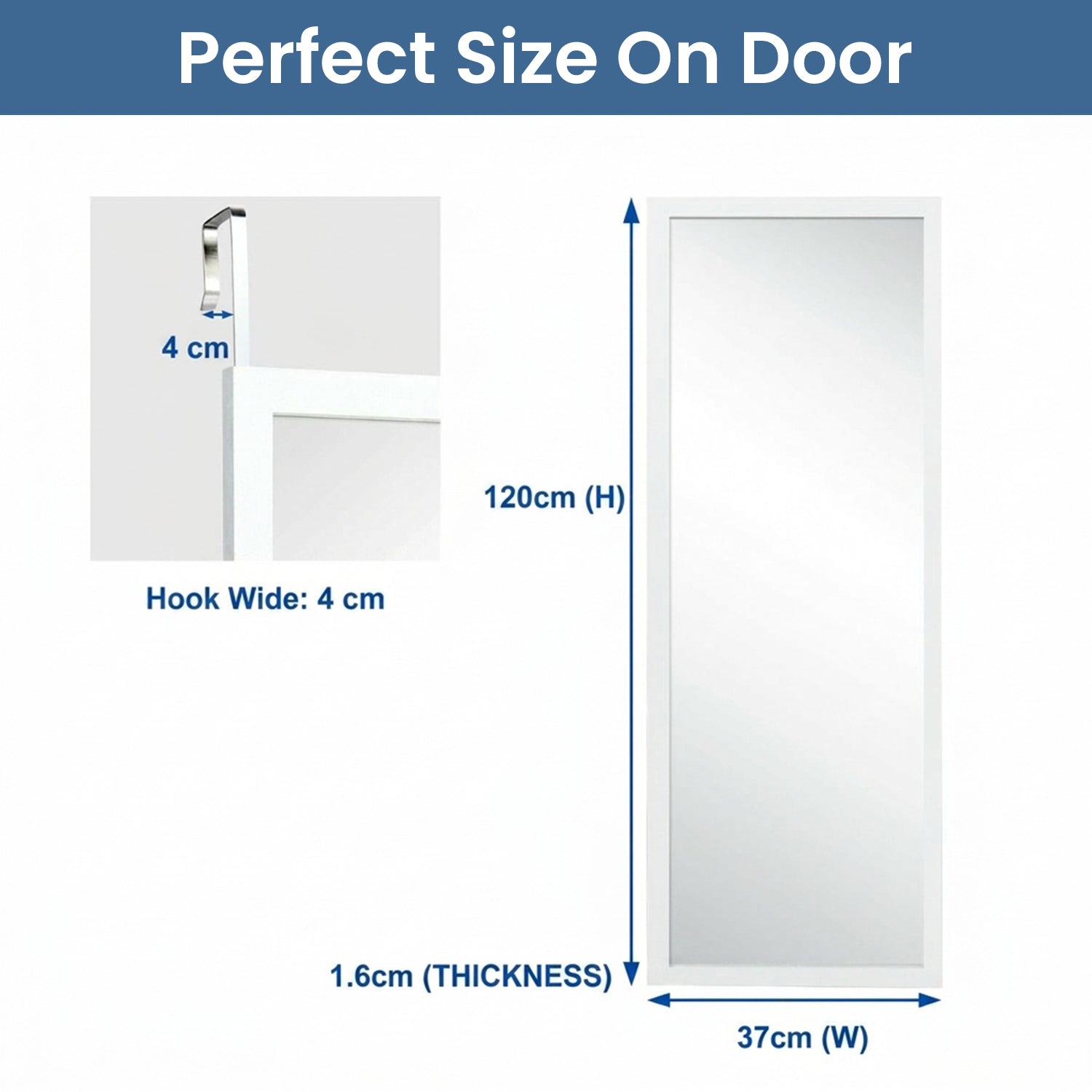 Wall Mounted Dressing Mirror with Hanging Hooks Bedroom Furniture Décor
