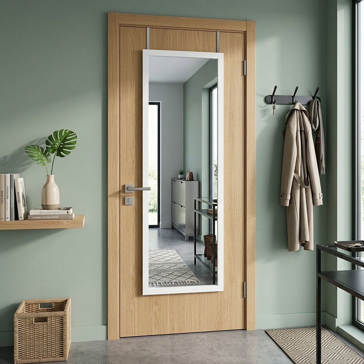 Wall Mounted Dressing Mirror with Hanging Hooks Bedroom Furniture Décor