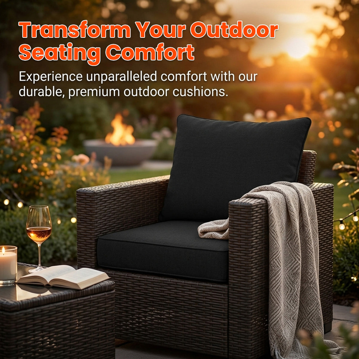 Detachable Outdoor Patio Cushion Set Chair Seat Pads Furniture Home Garden