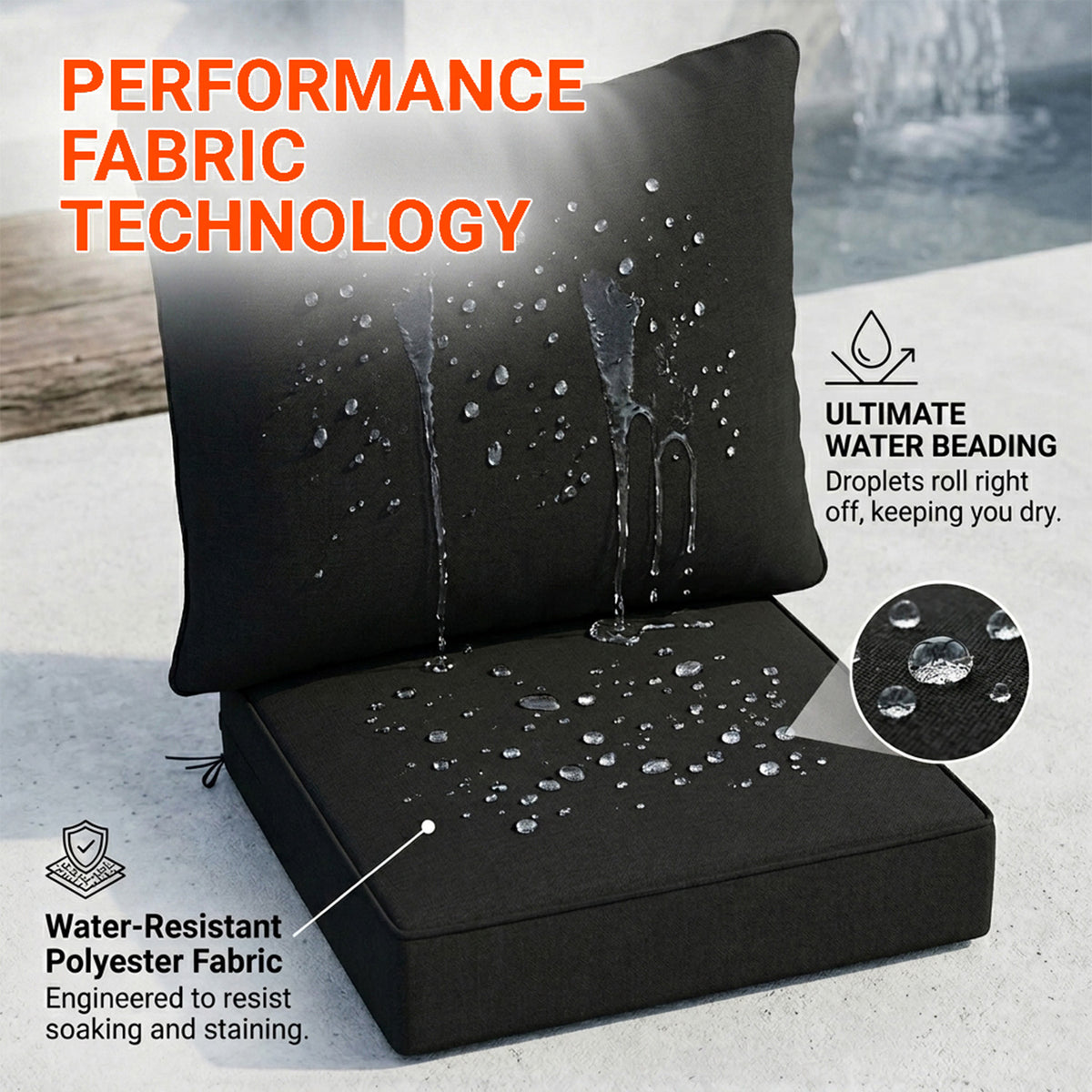 Detachable Outdoor Patio Cushion Set Chair Seat Pads Furniture Home Garden