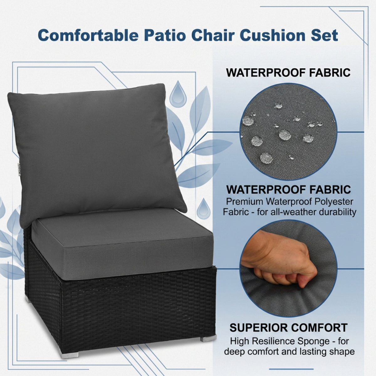 Detachable Outdoor Patio Cushion Set Chair Seat Pads Furniture Home Garden