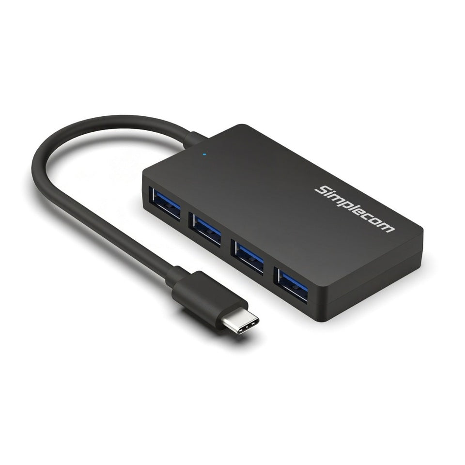 Simplecom CH350 SuperSpeed USB-C to 4xtUSB-A Hub USB 3.2 Gen1, 5Gbps, plug & play, bus-powered, ABS, 76Ã—41Ã—11mm, 35g, 15cm cable, Win/macOS compatibe