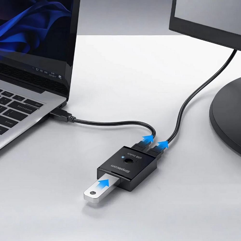 Simplecom KM125 Bi-Directional 2-Way USB 3.0 Switch 1 In 2 Out 2 In 1 Out 5Gbps Share USB Device Between 2 Computers
