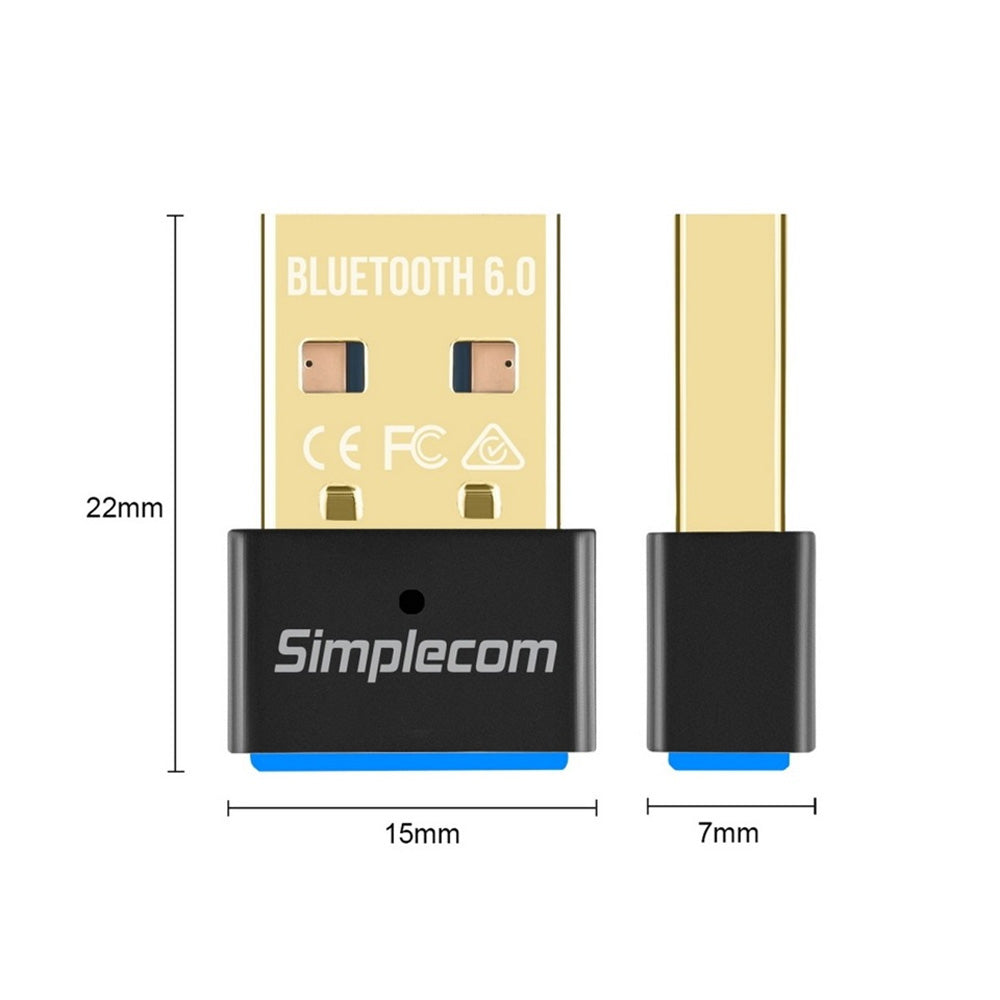 Simplecom NB600 USB Bluetooth 6.0 Wireless Dongle Adapter with BLE and Hi-Res Audio Codec Support